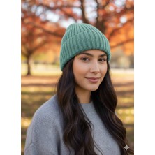 Lunaknit Su Yeşili Triko Bere | Unisex Kışlık Yumuşak Sıcak Düz Şık Günlük Bere