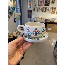 Color Craft El Yapımı Nazar Boncuklu 2 Kişilik Seramik Kupa Set