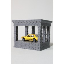 3D Printer Sepeti Hot Wheels 1:64 Model Araba Sergi Standı – Gri Taş Konsept Diorama