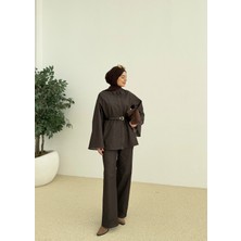 Moda Aksa 8917 Yarasa Kol Tunik Takım Kahve