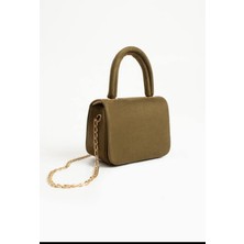 Özüm Takı Çanta Kadın Süet Zincir Askı El Kol ve Omuz Çantası Haki