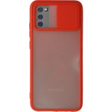 Magicool Samsung Galaxy A02S Kılıf Palm Buzlu Kamera Sürgülü Silikon - Kırmızı