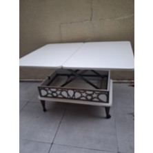 Bengi Ankara Mobilya Akıllı Sihirli 90558 Fonksiyonlu Tekerlekli Hem Masa Hem Ota Sehpa Hard Suntalam Koyu Beyaz