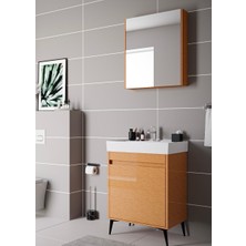 Akademik Banyo Sharp 60 cm Lavabolu Mdf Banyo Dolabı Seti - Bambu Renk