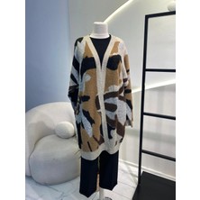 Tığ Triko Uzun Leopar Hırka