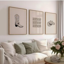 Pam Studio Modern Cowgirl Tarzı 3’lü Poster Seti – Western Minimalist Duvar Dekoru