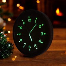 Bahat Fosforlu Karanlıkta Parlayan Kabartma Rakam Siyah Duvar Saati Çap 37 cm