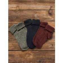 Bemp 3’lü Kadın One Size Yün Çorap Gri- Lacivert - Bordo