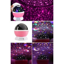 Gampus Star Master Yıldızlı Gökyüzü Projeksiyon Gece Lambası Motorlu Döner Işık Pembe