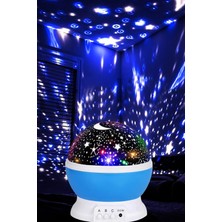 Gampus Star Master Yıldızlı Gökyüzü Projeksiyon Gece Lambası Motorlu Döner Işık Mavi