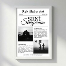 Kişiye Özel Aşk Habercisi Gazete Poster | Çerçeveli Fotoğraflı Özel Tasarım | Sevgililer Günü