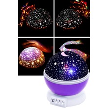 Gampus Dönen Star Master Renkli Yıldızlı Gökyüzü Projeksiyon Gece Lambası Mor