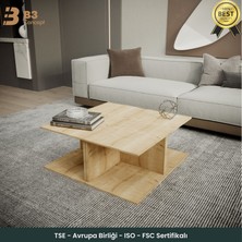 B3 Concept Modüler Orta Sehpa Seti – Zigon & Kare Sehpa, Modern Salon Sehpası-Safir Meşe