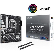 Asus Prıme H810M-A Wıfı, 2xddr5, 2x M.2, Hdmı, Dp, Wi-Fi 6, Bluetooth 5.3, Intel Core Ultra Cpu(Seri 2), LGA1851 Soket, Atx Anakart