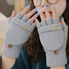 Gigi Giyim Fashion Yazılı Kapaklı Yarım Parmak Örgü Kadın Eldiven