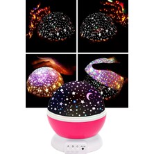 Gampus Dönen Star Master Renkli Yıldızlı Gökyüzü Projeksiyon Gece Lambası Pembe