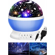 Gampus Yıldız Yansıtmalı Gece Lambası Projeksiyon Çocuk Odası Lamba Mavi