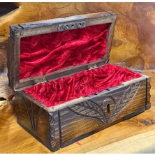 MYK Hediye ve Sanat Atölyesi El Oyması Masif Ceviz Kilitli Sandık Kumbara  Sanatçı Işi Dekoratif Tasarım