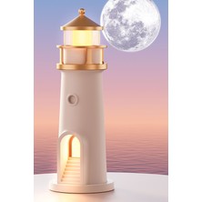 Gampus Ay Şeklinde Projektör Deniz Feneri Şekilli Dekoratif Projektör ve Gece Lambası Şirin Masa Lambası