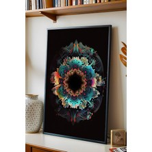 E2 Nova Mistik Duman Efektli Mandala Çerçeveli Tablo - Lüks Modern Soyut Akışkan Duvar Dekoru Siyah Sanat