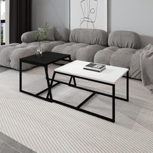 İnarch Dizayn Minimal İkili Orta Sehpa – Modern Tasarım, Çok Amaçlı Kullanım, Beyaz/siyah