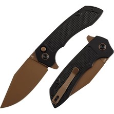 Tenable Entity | Düğme Kilitli | Siyah Alüminyum Sap | Gül Altın 14C28N Çelik Çakı | B1036F1