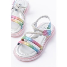 Kız Çocuk Bakır Cırtlı Taşlı Kaydırmaz Taban Sandalet