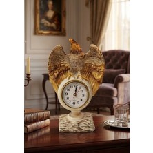 Biton Toptan Kartal Figürlü Gold-Beyaz  Masa Saati – 21X13 Cm, Premium Koleksiyon Dekor  Ev Ofis Hediyesi