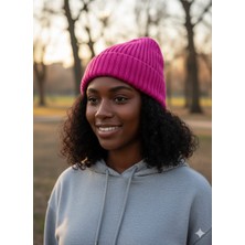 Lunaknit Fuşya Triko Bere | Unisex Kışlık Yumuşak Sıcak Düz Günlük Bere