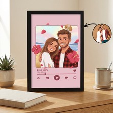 Kişiye Özel Spotify Karikatür Poster | Fotoğraftan Çizim Çerçeveli Müzik Çalar Tasarımı | Sevgililer Günü Hediyesi