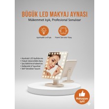 Eser Ticarett Ayarlanabilir LED Işıklı Makyaj Aynası – Şarjlı, Katlanabilir, 360° Döner Masa Aynası