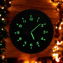 Bahat Fosforlu Karanlıkta Parlayan Kabartma Rakam Kahverengi Siyah Duvar Saati 37 cm