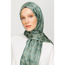 Azbey Kazayağı Desen Parlak Jakar Şal Küf Yeşili