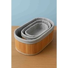 Linyahome Bambu Oval 3'lü Organizer Seti ( Sabunluk,havlu ve Kozmetik Saklama Sepeti