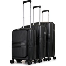 Pierre Cardin Ultra Hafif Polipropilen Laptop Bölmeli Kırılmaz 3 Lü Valiz Seti
