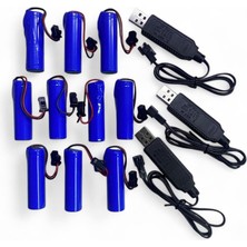 Tayfun 3.7 Volt 800 Mah Oyuncaklar Için Uyumlu Şarjlı Piller- 10 Adet Pil ve 3 Adet Şarj Aleti