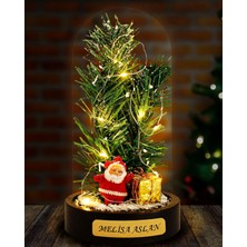 Biton Toptan Kişiye Özel Hediye Noel Baba ve Çam Ağacı Temalı LED Işıklı Fanus