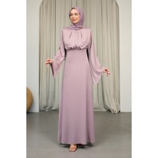 İmaj Butik Gül Kurusu Omuzları Vatkatlı Saten Abiye