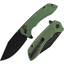 Tenable Entity | Düğme Kilitli | Koyu Yeşil Alüminyum Sap | Siyahlaştırılmış 14C28N Çelik Çakı | B1036F2