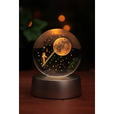 Biton Toptan 3D Ay Merdiveni Temalı Kristal Küre LED Gece Lambası Renkli Pilli Lamba Modern Dekor