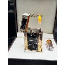 Nikaş Premium Seri Siyah Lake Ufak Dikdörtgen Gazlı Çakmak - Özel Deri Kutulu Dupont Tarzı Koleksiyonluk