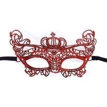 Erseyy Kırmızı Renk Dantel Örgü Işlemeli Parti Maskesi Model 2