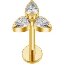 Munels F136 Titanyum Zirkon Taşlı Tragus Piercing - Lobe, Helix, Labret