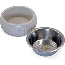 Marsilyan Mikopet Organik Seramik Mama Kabı Gri