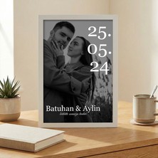 Kişiye Özel Isimli ve Tarihli Çerçeveli Poster | Fotoğraflı Minimal Tasarım | Sevgililer Günü Hediyesi