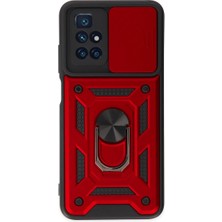 Magicool Xiaomi Redmi 10 2022 Kılıf Pars Lens Yüzüklü Silikon - Kırmızı