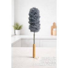 Destpak Teleskopik Bambu Saplı Toz Püskülü - Bükülebilen ve Uzayan Toz Fırçası - Mikrofiber Başlık Toz Alma