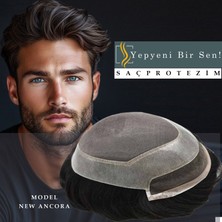 Ancora Doğal Belli Olmayan Gizli Düğüm Protez Saç 8X10 Renk 1b  %100 Insan Saçıdır