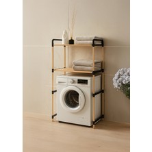 NC01 Ahşap Çamaşır Makinesi Organizer Banyo Düzenleyici Raf Masif Çam Ahşap