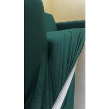 Mikro Lastikli Kaymaz Elastik Koruyucu Giydirme Koltuk Örtüsü - Zümrüt Yeşili - 1+1 (2 Parça Set)